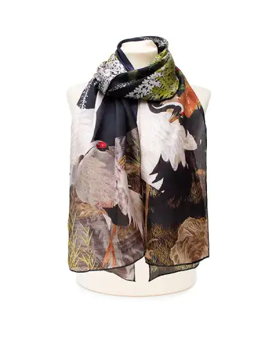 Scarves Fox and Chave Oriental Wisteria Habotai Scarf £50.00