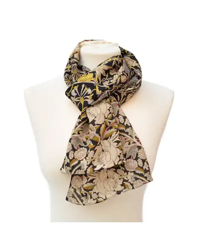 Scarves Fox and Chave Morris Taupe Mix Crêpe De Chine Scarf £45.00