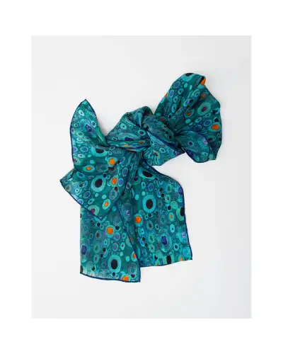 Scarves Fox and Chave Klimt Turquoise Crêpe De Chine Scarf £45.00