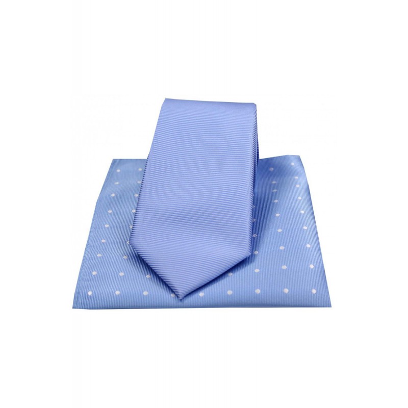 Silk Hankies Soprano Ties Soprano Sky Blue Polyester Tie With Polka Dot Silk Hanky £34.00