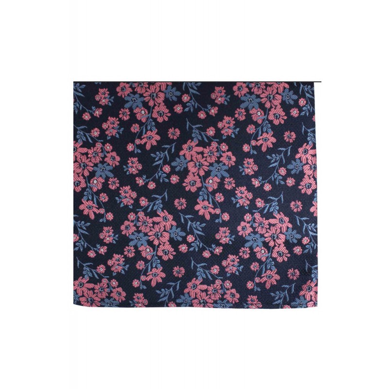 Silk Hankies Soprano Ties Soprano Navy Ground Blue And Fuchsia Flowers Silk Hanky £15.00