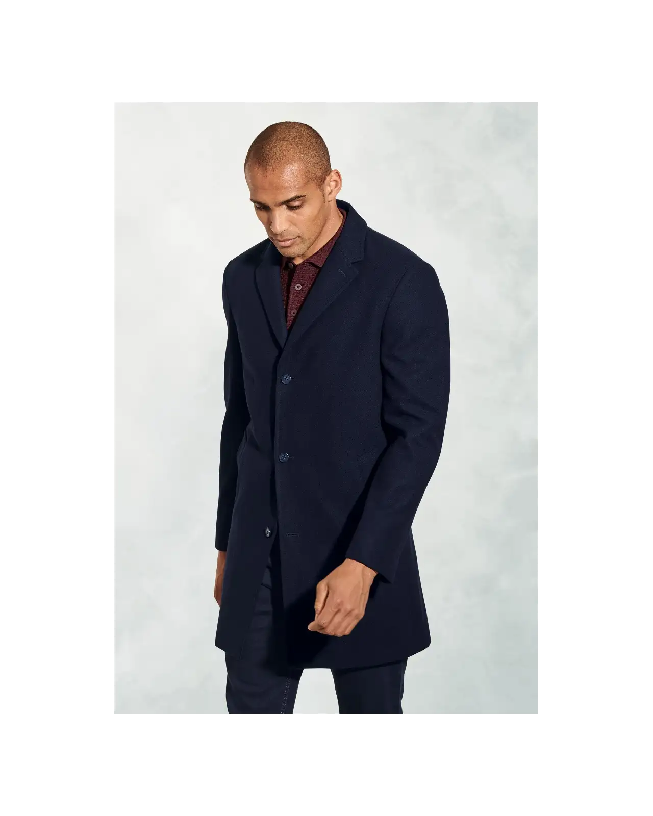 Overcoats Brook Taverner Hutchinson Navy Wool Blend Overcoat-BT-9153A £134.00