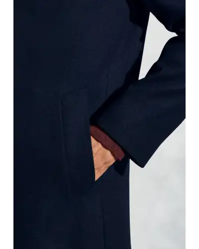 Overcoats Brook Taverner Hutchinson Navy Wool Blend Overcoat-BT-9153A £134.00