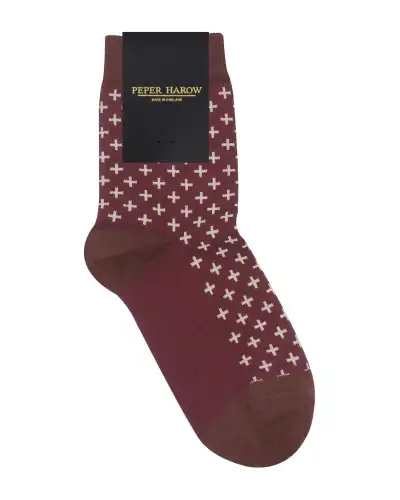 Women PEPER HAROW Crosslet Womens Socks - Maroon £15.00