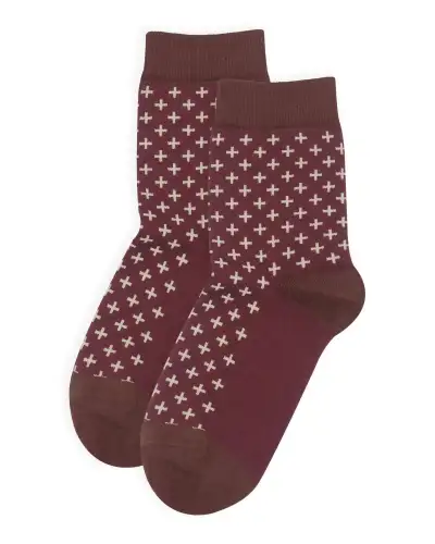 Women PEPER HAROW Crosslet Womens Socks - Maroon £15.00
