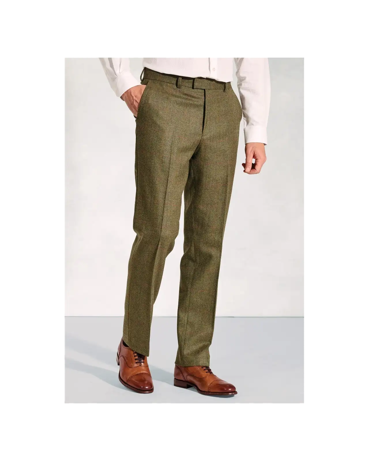 Suit Trousers Brook Taverner Regular Fit Dalton Olive Check Wool Suit Trousers-BT-8880A £90.00