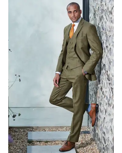 Suit Trousers Brook Taverner Regular Fit Dalton Olive Check Wool Suit Trousers £90.00