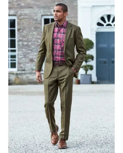 Suit Trousers Brook Taverner Regular Fit Dalton Olive Check Wool Suit Trousers-BT-8880A £90.00