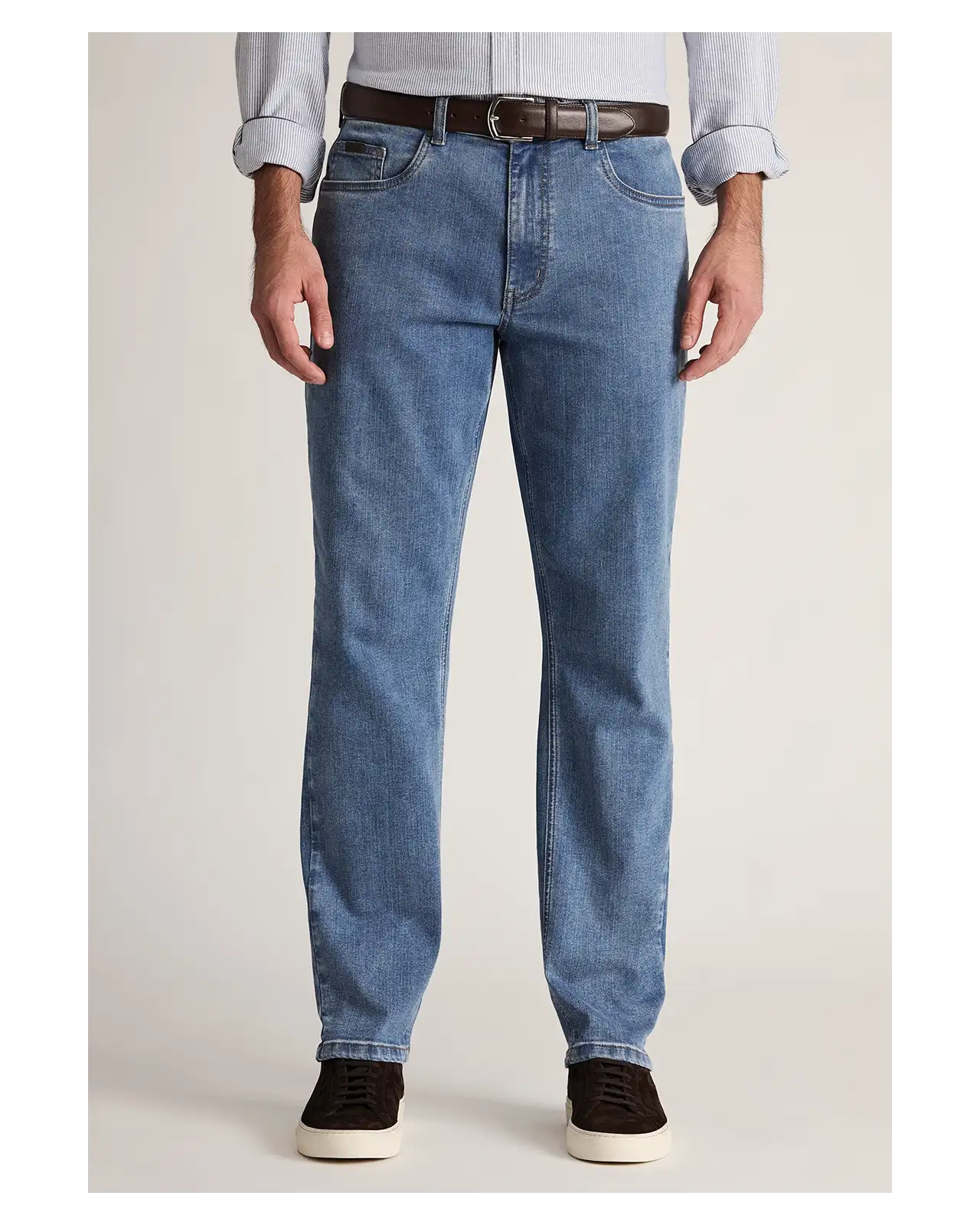 Fit Trousers Brook Taverner Regular Fit Douglas Light Blue Denim Jeans-BT-8957G £54.00