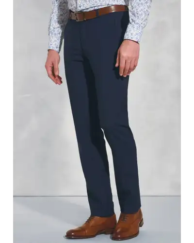 Suit Trousers Brook Taverner Tailored Fit Cassino Navy Check Washable Suit Trousers-BT-8846A £81.00