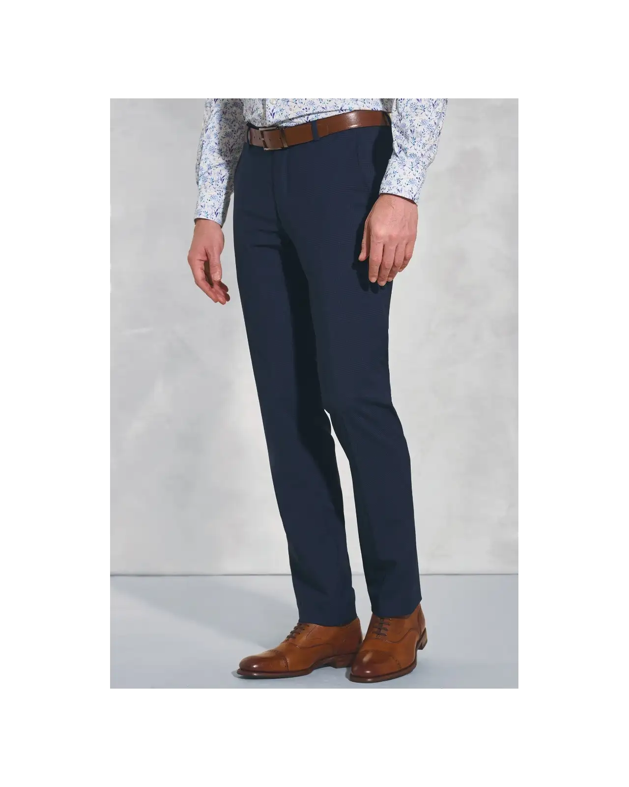 Suit Trousers Brook Taverner Tailored Fit Cassino Navy Check Washable Suit Trousers-BT-8846A £81.00