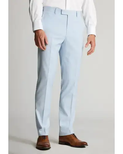 Trousers Brook Taverner Tailored Fit Hayton Sky Blue Textured Suit Trousers £45.00