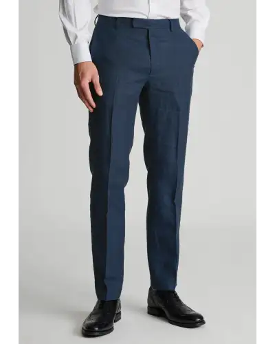 Trousers Brook Taverner Tailored Fit Eastwood Navy Pure Linen Suit Trousers-BT-8050E £72.00