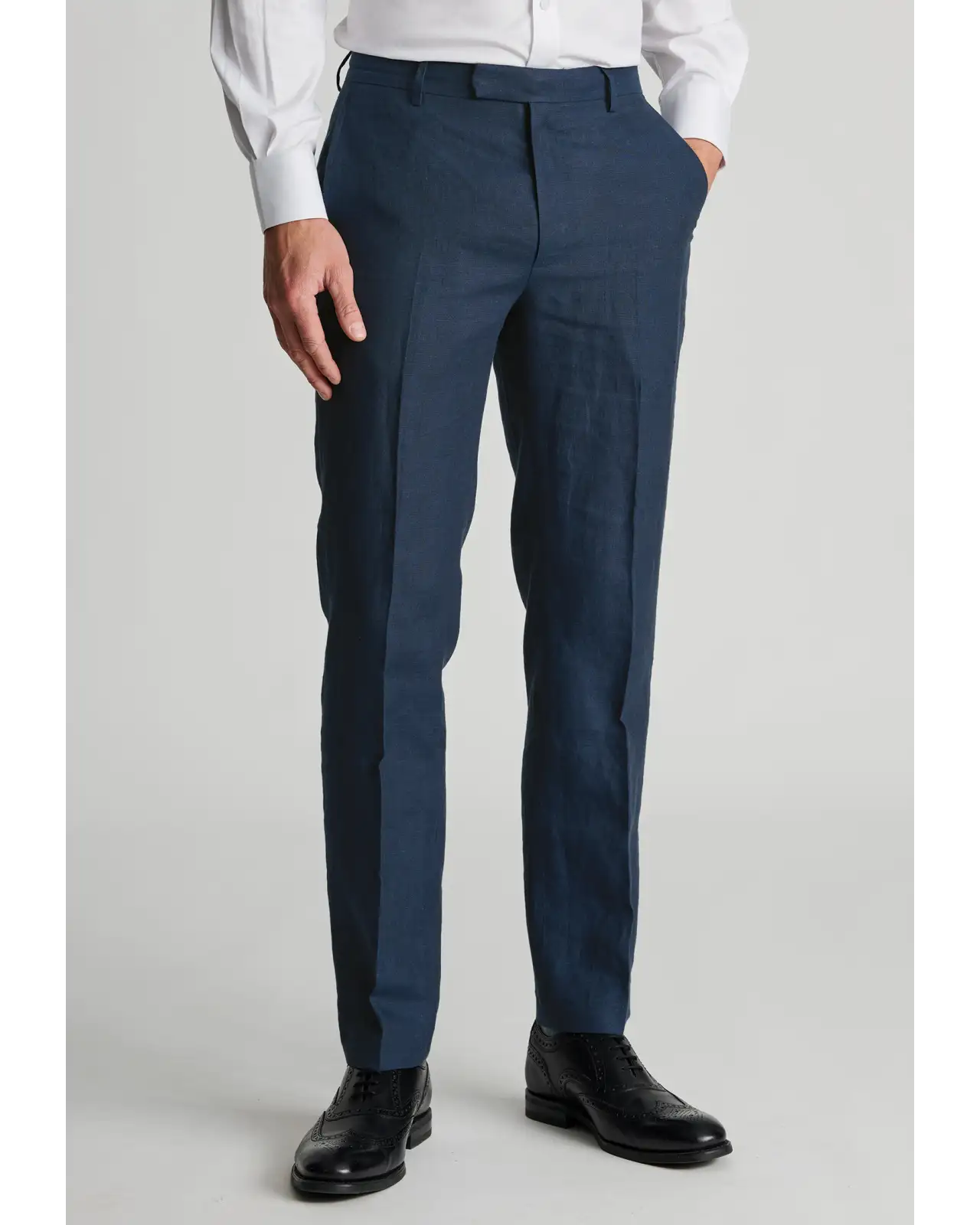 Trousers Brook Taverner Tailored Fit Eastwood Navy Pure Linen Suit Trousers £72.00
