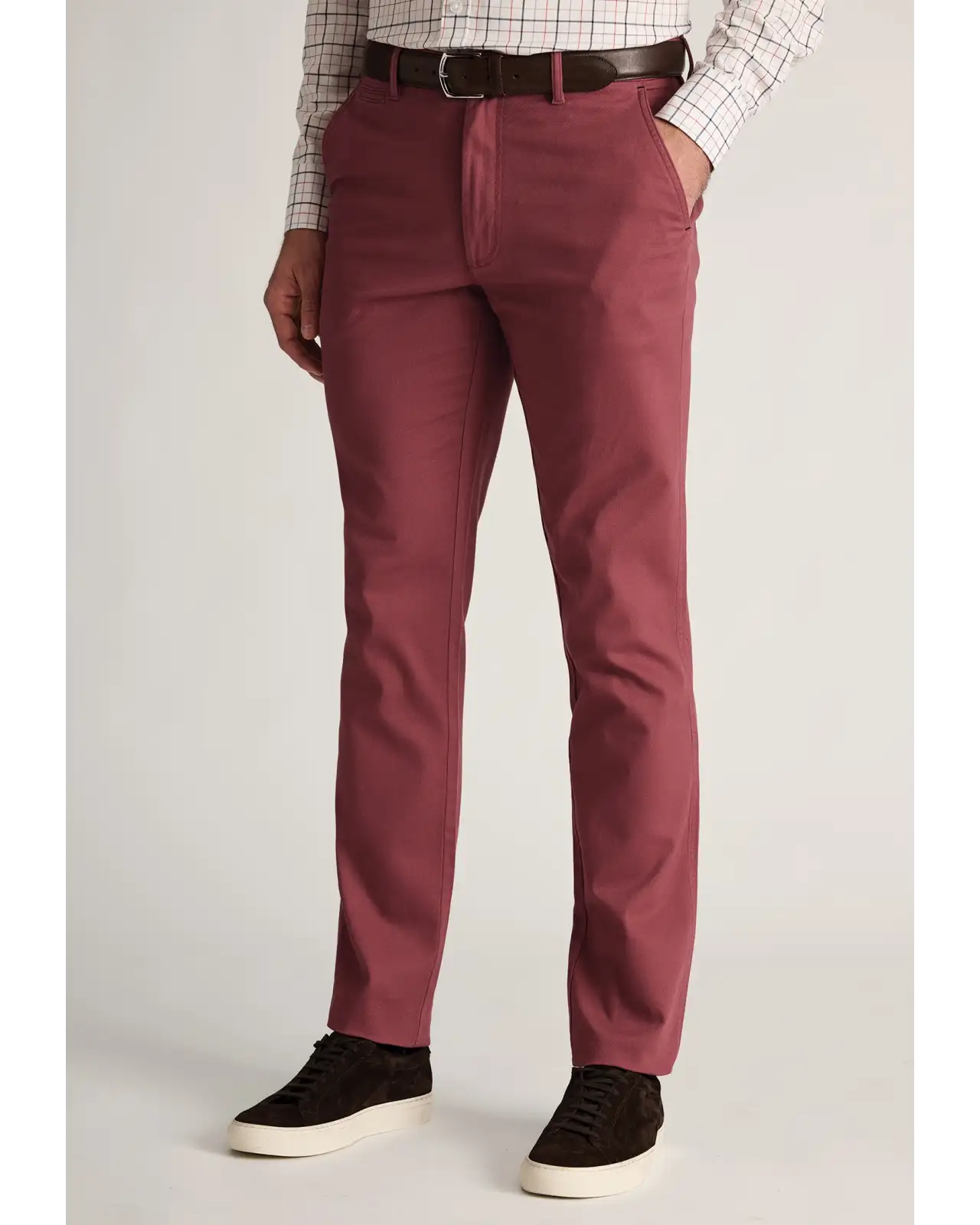 Fit Trousers Brook Taverner Tailored Fit Brosnan Raspberry Textured Stretch Cotton Chinos-BT-8030GT £45.00