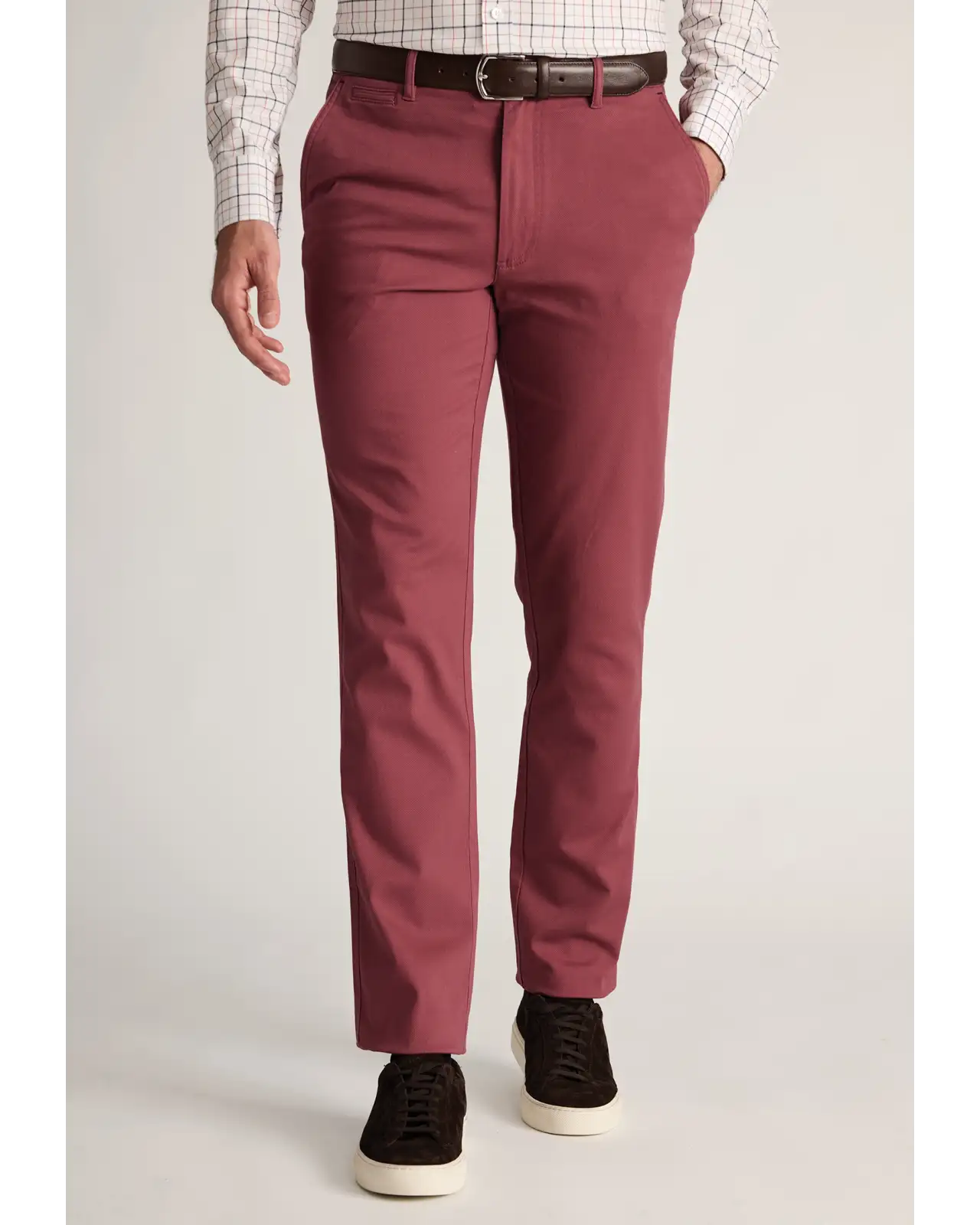 Fit Trousers Brook Taverner Regular Fit Brosnan Raspberry Textured Stretch Cotton Chinos £45.00