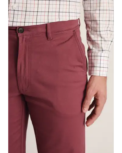 Fit Trousers Brook Taverner Regular Fit Brosnan Raspberry Textured Stretch Cotton Chinos-BT-8030GR £45.00