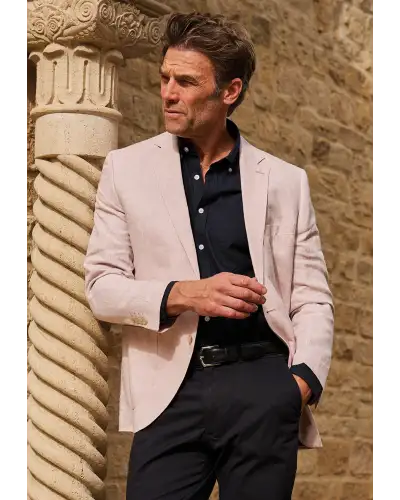 Jackets Brook Taverner Tailored Fit Eastwood Pink Pure Linen Jacket £134.00