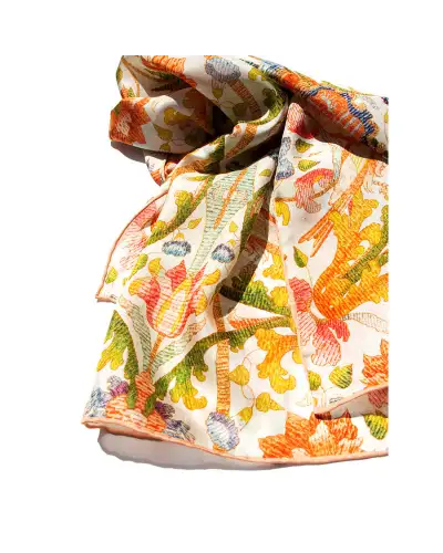 Scarves Fox and Chave Embroidered Chasuble Silk Habotai Scarf £42.00