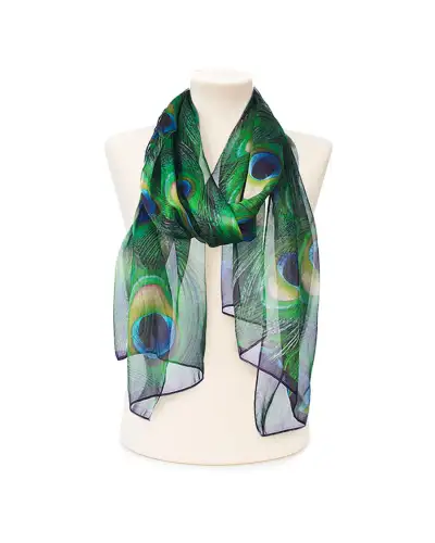 Scarves Fox and Chave Peacock Feathers Chiffon Scarf £52.00