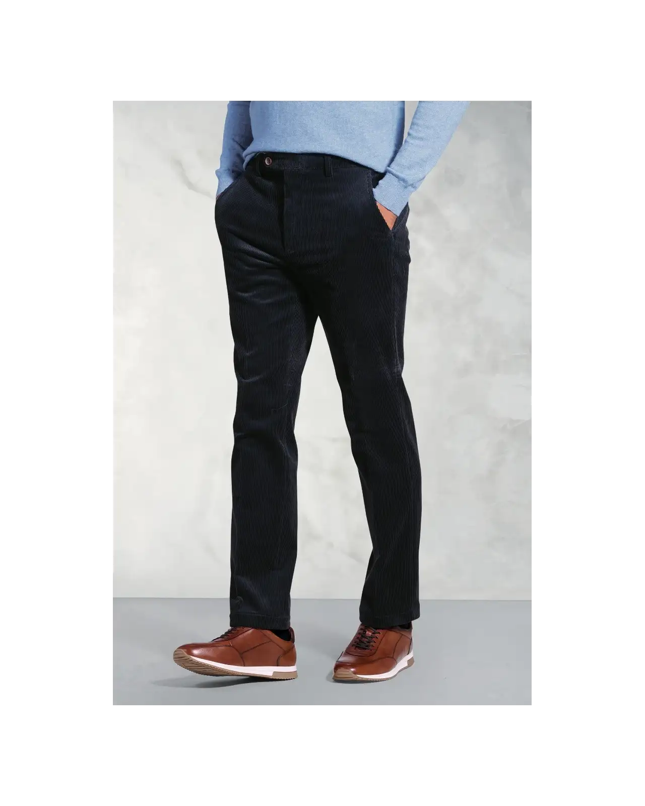 Corduroy Trousers Brook Taverner Regular Fit Ellroy Navy Corduroy Trouser-BT-8689E £54.00