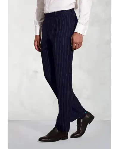 Trousers Brook Taverner Regular Fit Epsom Navy Pinstripe Wool Suit Trousers-BT-8418D £90.00