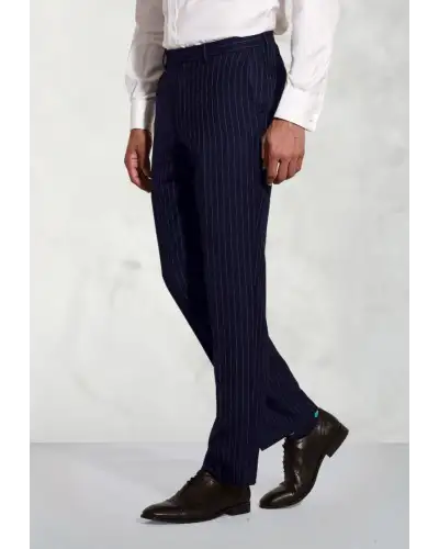 Trousers Brook Taverner Regular Fit Epsom Navy Pinstripe Wool Suit Trousers £90.00