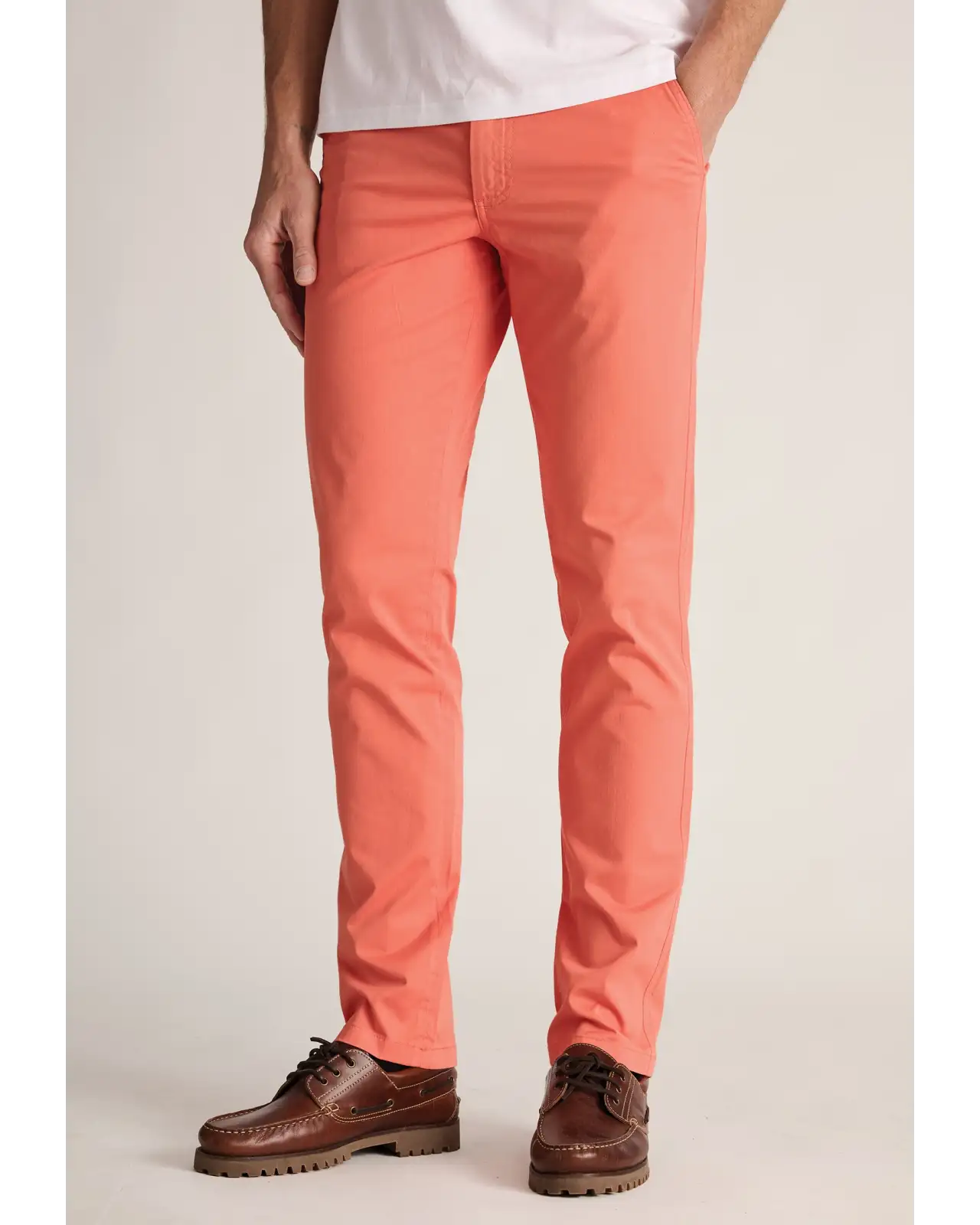 Fit Trousers Brook Taverner Tailored Fit Addingham Coral Garment Dyed Stretch Cotton Trouser-BT-8075ET £45.00