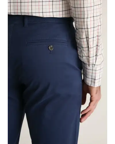 Fit Trousers Brook Taverner Tailored Fit Addingham Dark Blue Garment Dyed Stretch Cotton Trouser-BT-8075AT £45.00