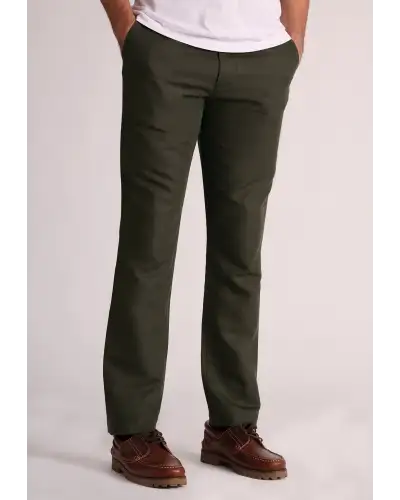 Fit Trousers Brook Taverner Regular Fit Caine Dark Khaki Linen Cotton Trousers-BT-8057D £62.00