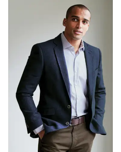 Jackets Brook Taverner Tailored Fit Tyburn Navy Wool Blend Jacket £161.00