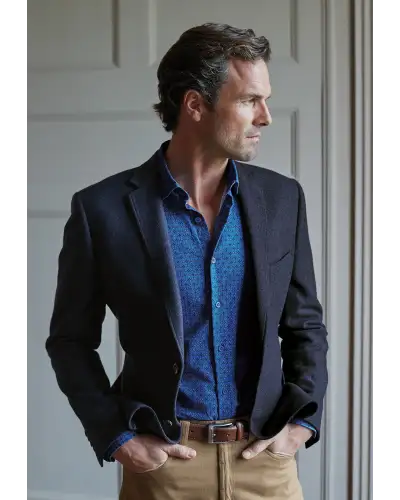 Jackets Brook Taverner Tailored Fit Tyburn Navy Wool Blend Jacket-BT-3765A £161.00