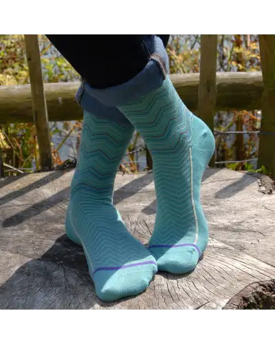 Men PEPER HAROW Zigzag Mens Socks - Teal £9.00