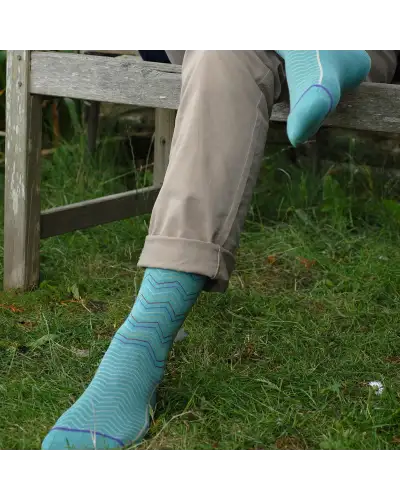 Men PEPER HAROW Zigzag Mens Socks - Teal £9.00
