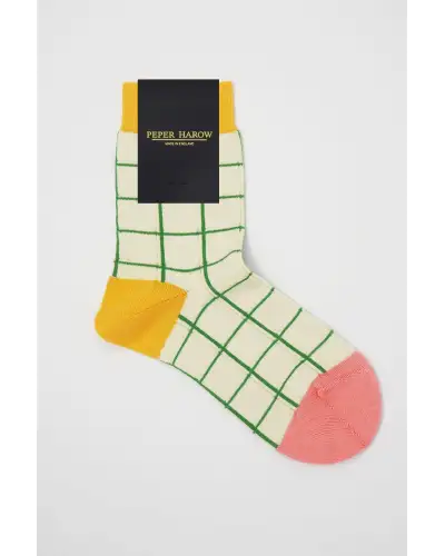 Women PEPER HAROW Grid Womens Socks - Cream £15.00
