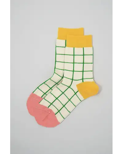 Women PEPER HAROW Grid Womens Socks - Cream £15.00