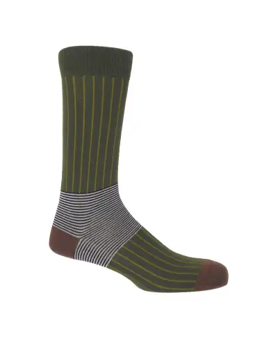 Men PEPER HAROW Oxford Stripe Mens Socks - Sage £16.00