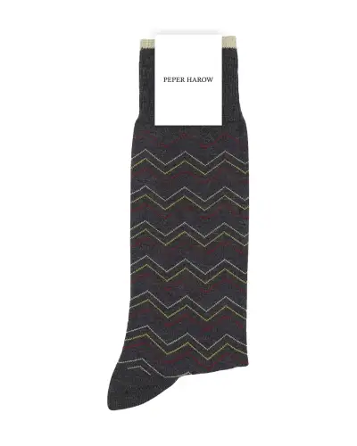 Men PEPER HAROW Zigzag Mens Socks - Charcoal £9.00