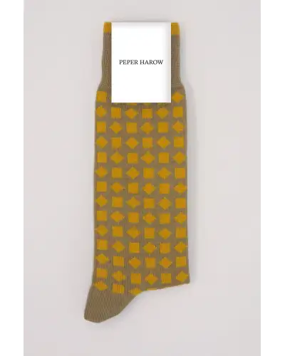 Men PEPER HAROW Diamonds Mens Socks - Mustard £9.00