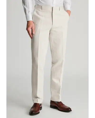 Trousers Brook Taverner Tailored Fit Kirby Stone Cotton Linen Suit Trousers £45.00