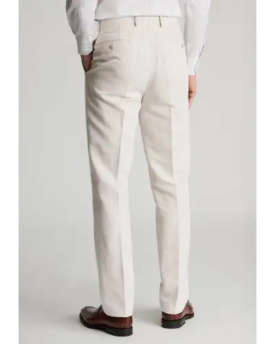Trousers Brook Taverner Tailored Fit Kirby Stone Cotton Linen Suit Trousers £45.00