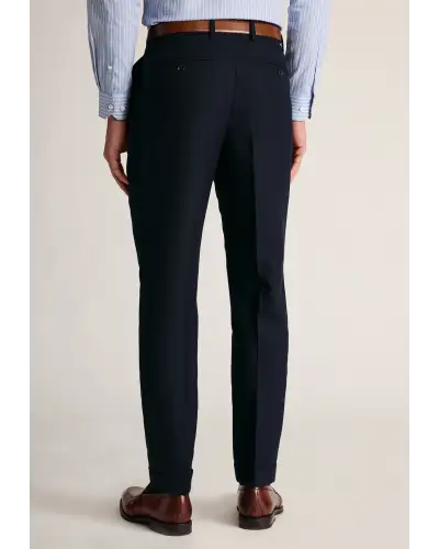 Fit Trousers Brook Taverner Tapered Fit Mcilroy Navy Pleat Front Turn Up Wool Trouser-BT-8074BT £80.00