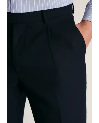 Fit Trousers Brook Taverner Tapered Fit Mcilroy Navy Pleat Front Turn Up Wool Trouser-BT-8074BT £80.00