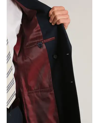 Suit Jackets Brook Taverner Tailored Fit Wells Navy Wool Blend Double Breasted Suit Jacket £143.00