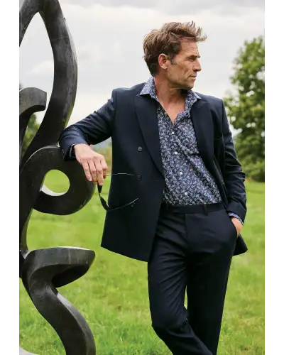 Suit Jackets Brook Taverner Tailored Fit Wells Navy Wool Blend Double Breasted Suit Jacket £143.00