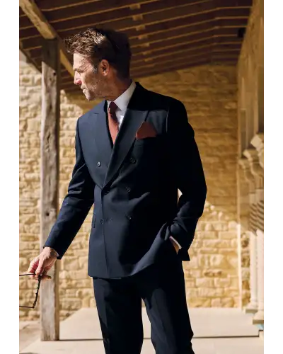 Suit Jackets Brook Taverner Tailored Fit Wells Navy Wool Blend Double Breasted Suit Jacket £143.00