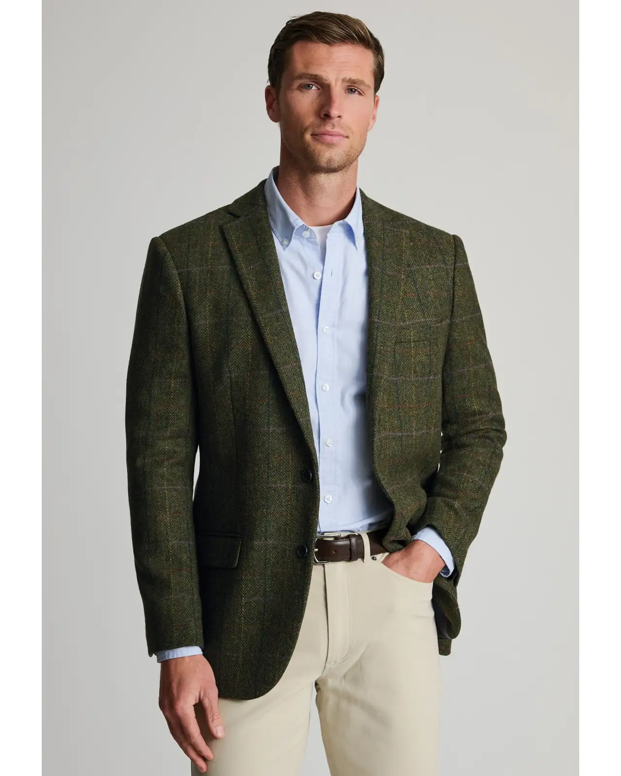 Jackets Brook Taverner Regular Fit Aston Green Check British Wool Jacket-BT-5500AR £224.00