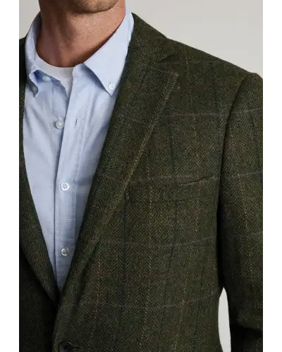 Jackets Brook Taverner Regular Fit Aston Green Check British Wool Jacket-BT-5500AR £224.00