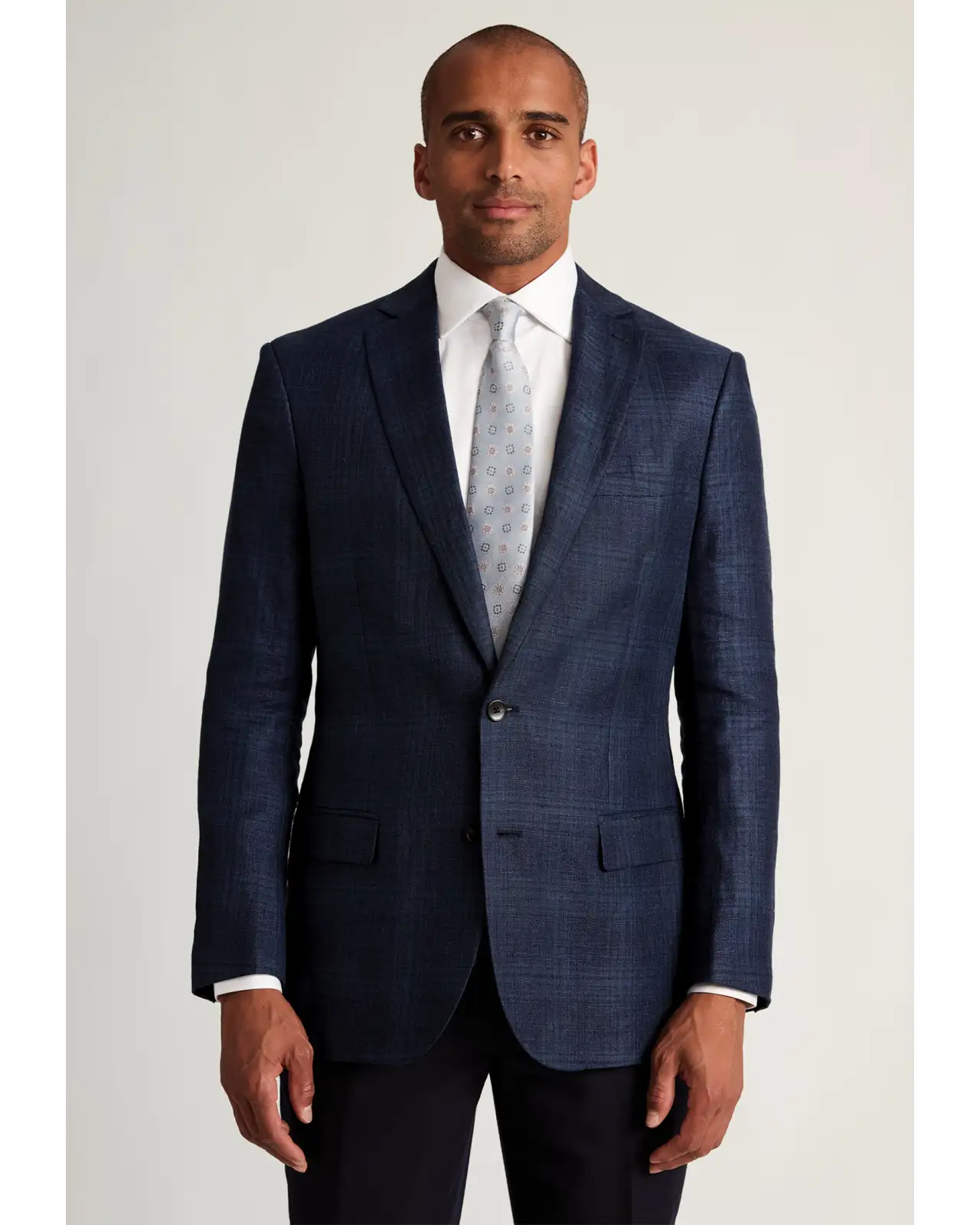 Jackets Brook Taverner Tailored Fit Bentley Navy Check Italian Linen Blend Jacket £224.00