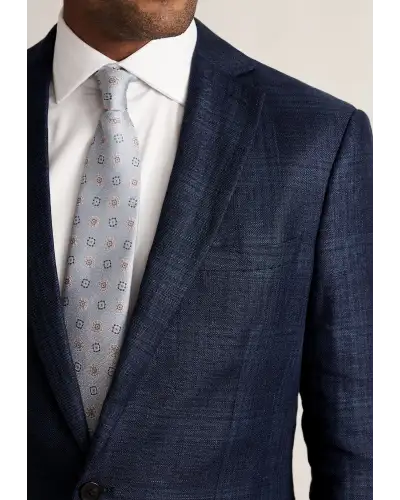 Jackets Brook Taverner Tailored Fit Bentley Navy Check Italian Linen Blend Jacket £224.00